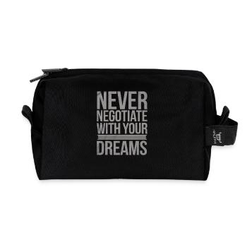 Conception de citation de poursuite de rêve inspirante - Trousse de toilette en tissu recyclé - noir - Devant