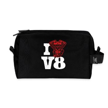 J’aime le réglage des voitures à moteur V8 - Trousse de toilette en tissu recyclé - noir - Devant