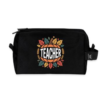 Herbstlicher Lehrer Kürbis - Recycelte Kulturtasche - Schwarz - Vorne