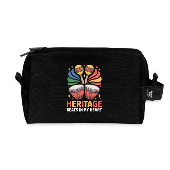 Heritage Beats In My Heart Bongo Maracas Rhythm - Recycled Toiletry Zip Bag - black - Front