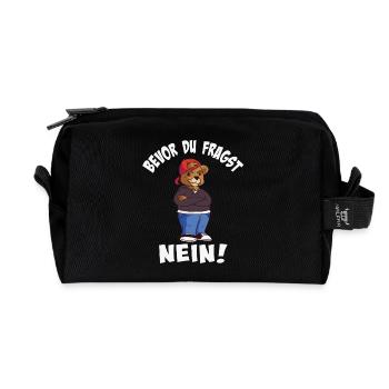 Cool bear style with trendy hat - Recycled Toiletry Zip Bag - black - Front