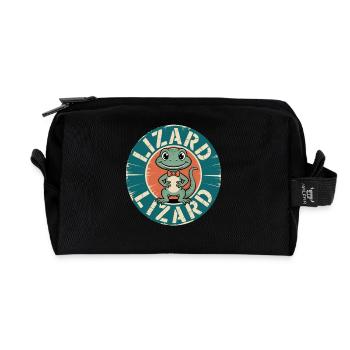 Lézard Mème Drôle Ambiance Weirdcore - Trousse de toilette en tissu recyclé - noir - Devant