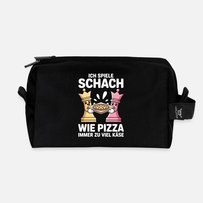 Schach Und Pizza Extra Käse Schachspieler - Recycelte Kulturtasche - Schwarz