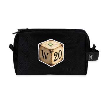 Antiker W6 Würfel mit W20 – Fantasy Cartoon - Recycelte Kulturtasche - Schwarz - Vorne