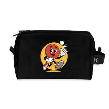 Conception de dessin animé de tennis de table - Trousse de toilette en tissu recyclé - noir - Devant