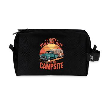 Camping Spruch Je déteste sortir du camping - Trousse de toilette en tissu recyclé - noir - Devant