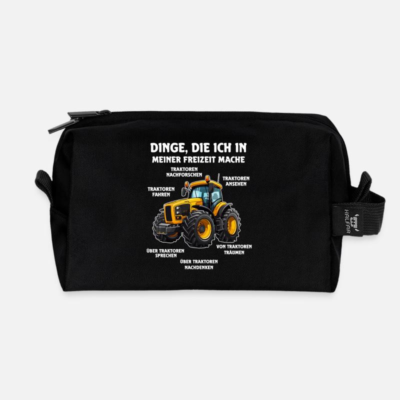 Things I do in my spare time Tractor - Recycled Toiletry Zip Bag - black