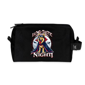 Vampire Dog Fang-tastic Halloween Night - Recycled Toiletry Zip Bag - black - Front
