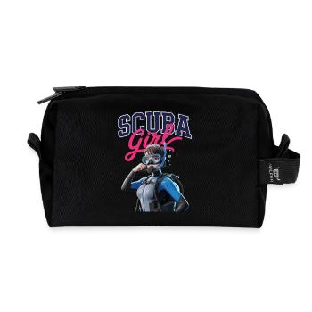 Scuba Girl Taucherin Design - Recycelte Kulturtasche - Schwarz - Vorne