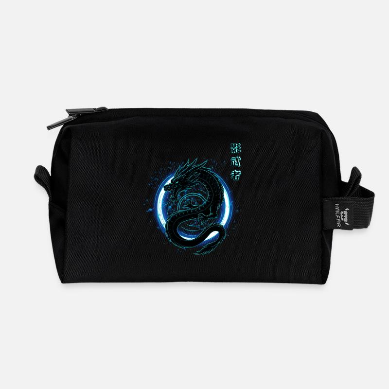 Japanisch neon blauer - Drache - Recycelte Kulturtasche - Schwarz
