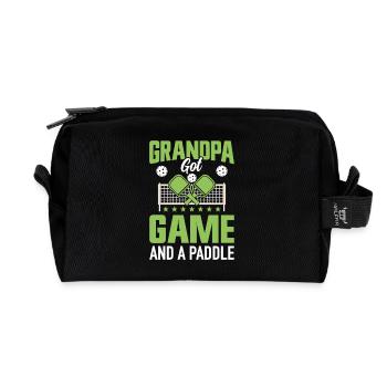 Pickleball Grand-père grands-parents Jeu de pagaie Cadeau - Trousse de toilette en tissu recyclé - noir - Devant