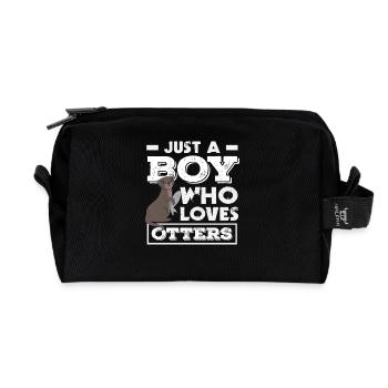 Seeotter Cartoon Junge Liebt Otter Grafik - Recycelte Kulturtasche - Schwarz - Vorne