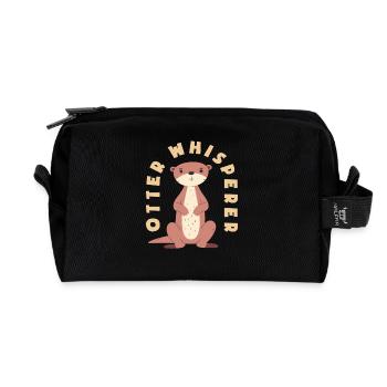 Seeotter Cartoon Flüsterer - Recycelte Kulturtasche - Schwarz - Vorne