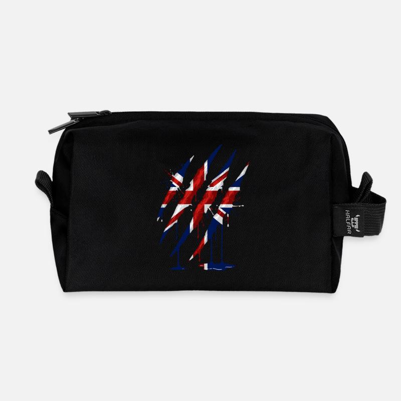 Union Jack Claw Scratch Mark - Recycled Toiletry Zip Bag - black