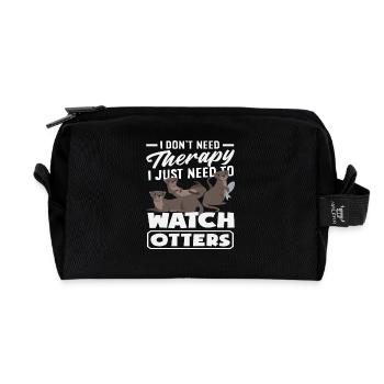 Seeotter Cartoon Therapie Uhr Otter - Recycelte Kulturtasche - Schwarz - Vorne