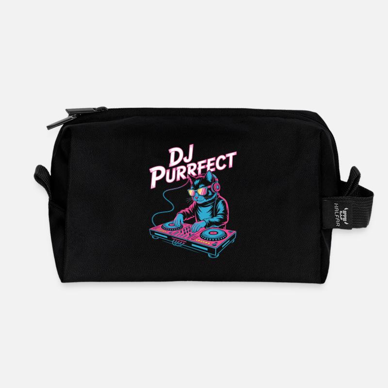 DJ PURRRFECT Katze DJ Mit Mischpult Rave - Recycelte Kulturtasche - Schwarz