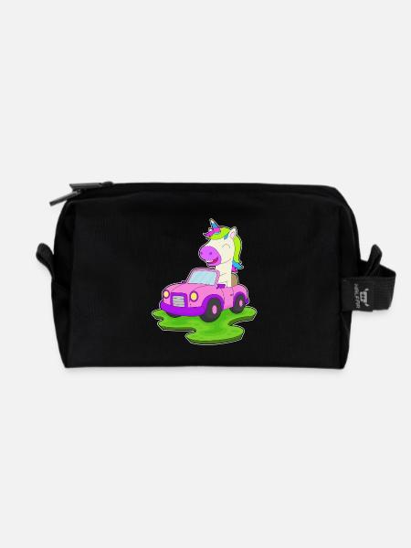 Einhorn Auto - Recycelte Kulturtasche - Schwarz