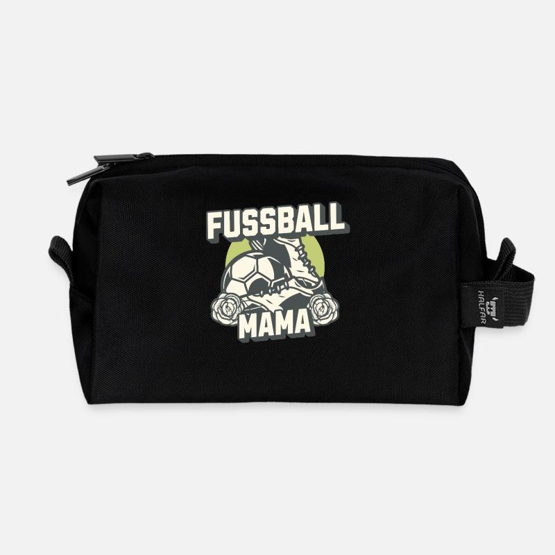 Fussball Mama Retro Look Design - Recycelte Kulturtasche - Schwarz