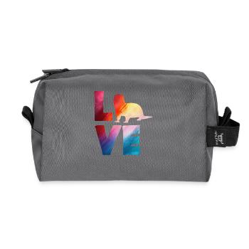Sea Otter Cartoon Colorful Love - Recycled Toiletry Zip Bag - anthracite - Front