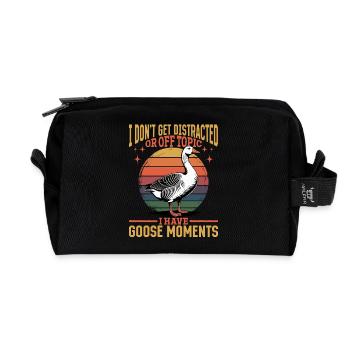 Drôle d’oiseau oie - Trousse de toilette en tissu recyclé - noir - Devant
