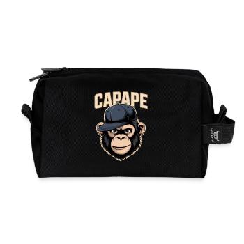 CAPAPE Monkey with Cap Streetstyle Urban Vibe - Recycled Toiletry Zip Bag - black - Front