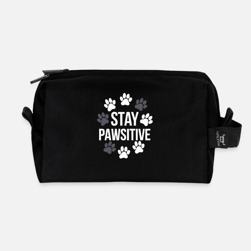 Stay Pawsitive Pfotenabdrücke T-Shirt - Recycelte Kulturtasche - Schwarz