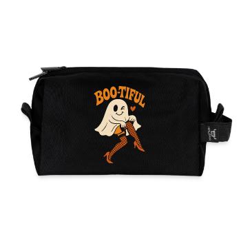 Boo-tiful Funny Saying Halloween Party - Recycled Toiletry Zip Bag - black - Front