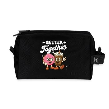 Mieux ensemble Mignon Café Paire Amour - Trousse de toilette en tissu recyclé - noir - Devant