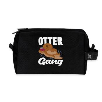 Seeotter Cartoon Bande - Recycelte Kulturtasche - Schwarz - Vorne