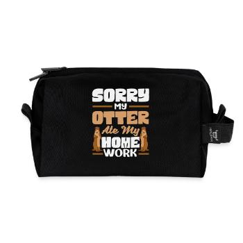 Seeotter Cartoon - Recycelte Kulturtasche - Schwarz - Vorne