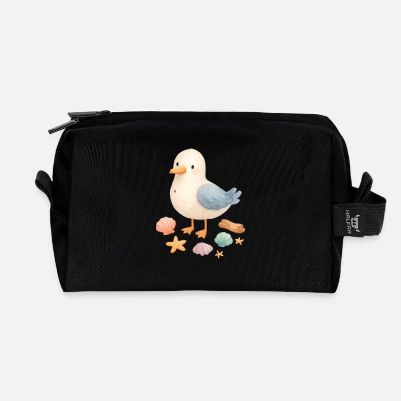 Möwe Strand Muscheln Maritim Küste - Recycelte Kulturtasche - Schwarz
