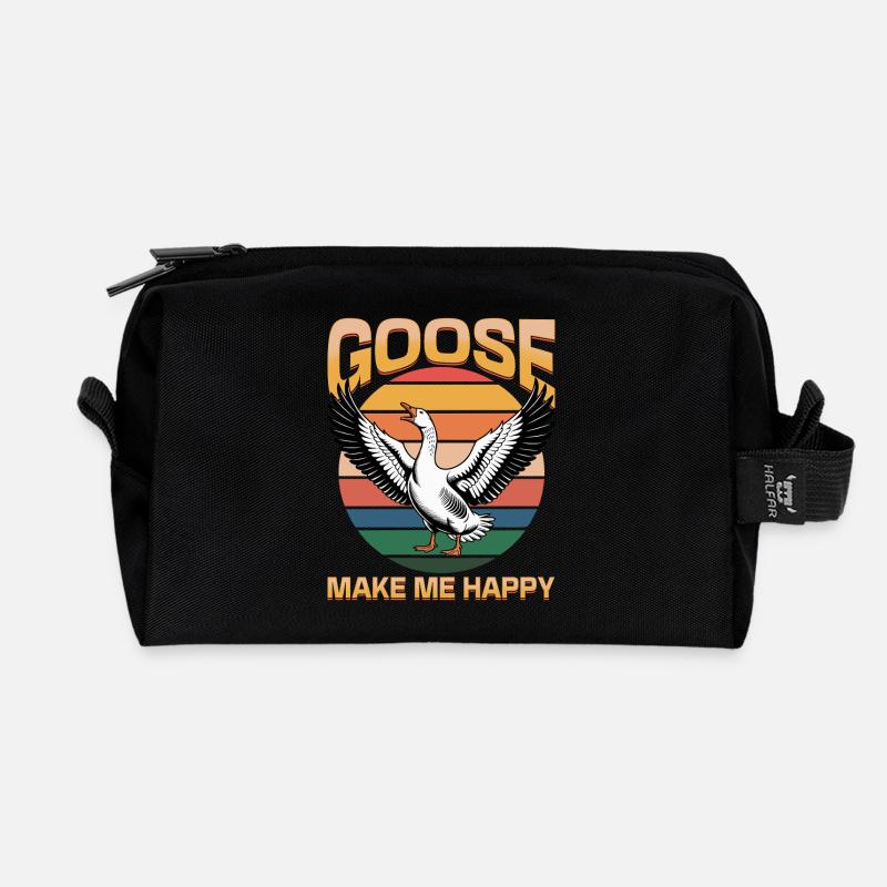 Funny Bird Goose - Recycelte Kulturtasche - Schwarz