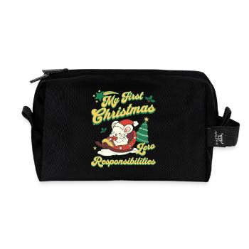 Funny Santa Claus Design for Feast of Love - Recycled Toiletry Zip Bag - black - Front