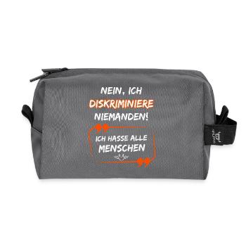No, I don't discriminate against anyone, I hate everyone. - Recycled Toiletry Zip Bag - anthracite - Front