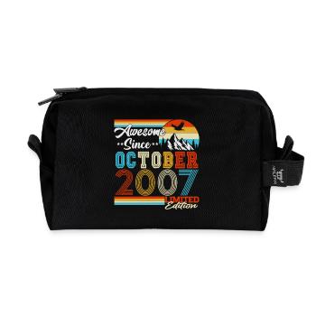 Vintage Oktober 2007 Jahrgang Retro Geburtstag - Recycelte Kulturtasche - Schwarz - Vorne