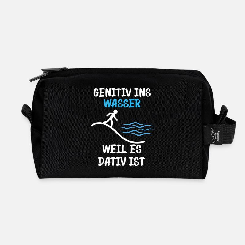 Genitiv Ins Wasser Weil Es Dativ Ist - Recycelte Kulturtasche - Schwarz