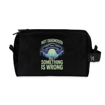 UFO beam of light over forest - Recycled Toiletry Zip Bag - black - Front
