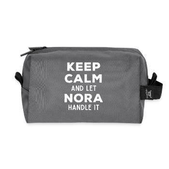 Restez calme Laissez Nora le réparer Drôle de dicton - Trousse de toilette en tissu recyclé - anthracite - Devant