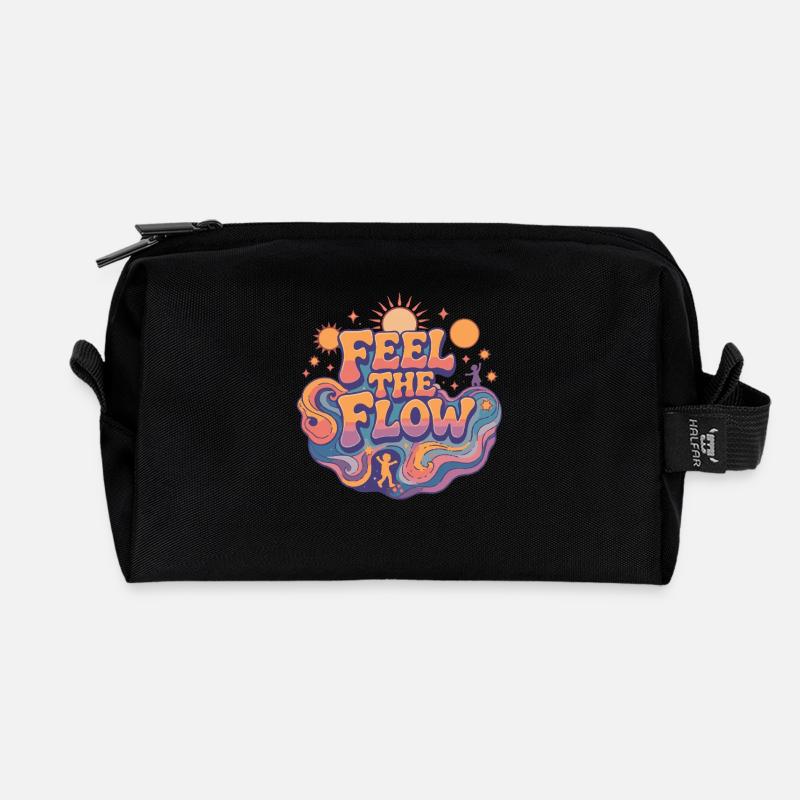 Psychedelic Retro – Feel the Flow - Recycled Toiletry Zip Bag - black