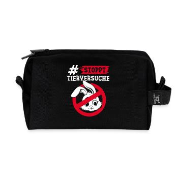 Protection des animaux STOP AUX TESTS SUR LES ANIMAUX CONTRE LES TESTS - Trousse de toilette en tissu recyclé - noir - Devant