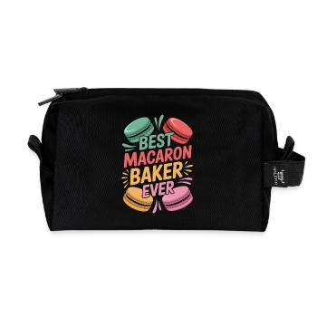 Macaron French Desserts - Recycled Toiletry Zip Bag - black - Front