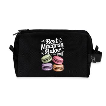 Macaron French Desserts - Recycled Toiletry Zip Bag - black - Front