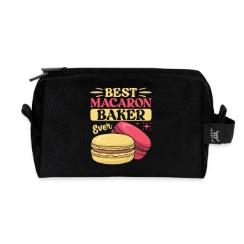 Macaron French Desserts - Recycled Toiletry Zip Bag - black - Front