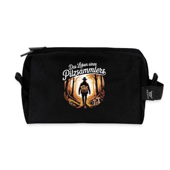 Mushroom Picking Mushrooms Picking Mushroom Hunters Forest - Recycled Toiletry Zip Bag - black - Front