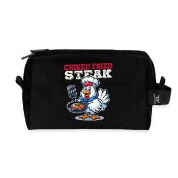 Poulet Frit Steak Cartoon - Trousse de toilette en tissu recyclé - noir - Devant