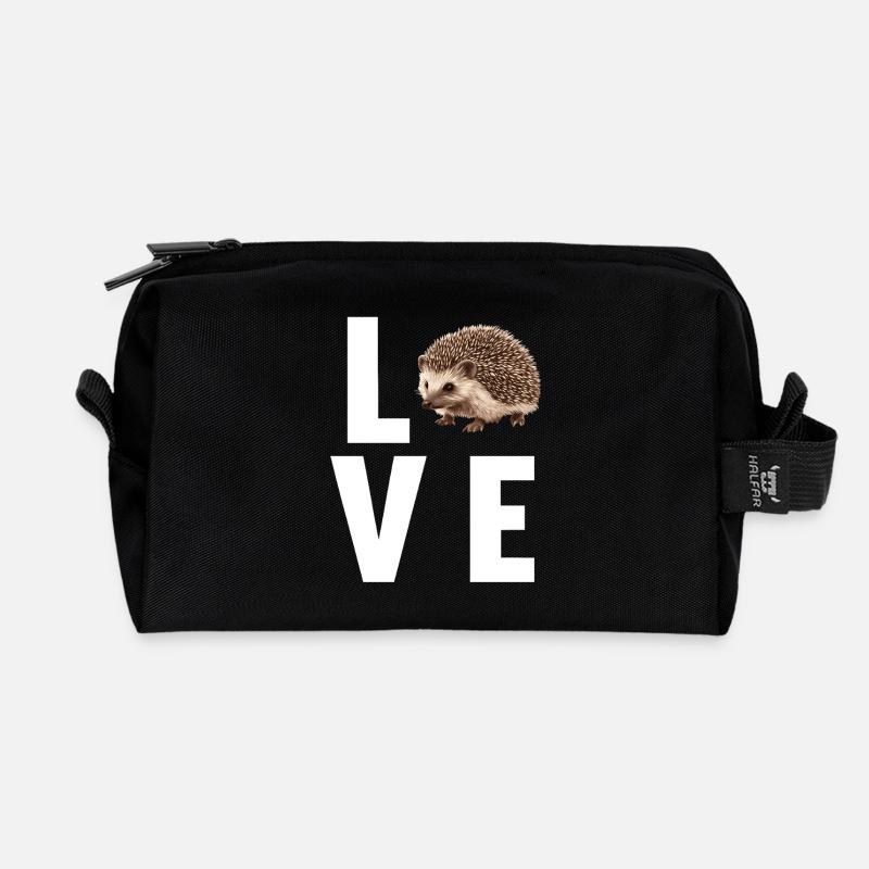 Igel - Recycelte Kulturtasche - Schwarz