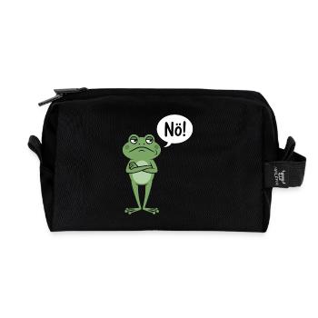 Skeptical frog with nope saying - Recycled Toiletry Zip Bag - black - Front