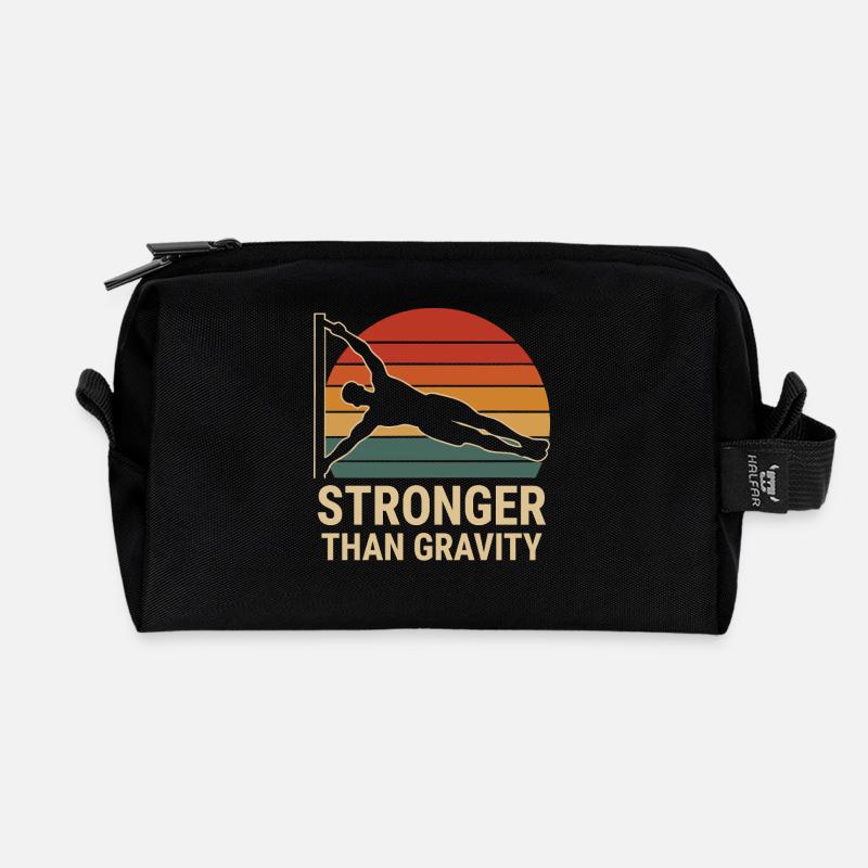 Stronger Than Gravity Calisthenics Fitnessstudio - Recycelte Kulturtasche - Schwarz