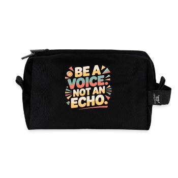 Be a Voice – Encouragement Saying in Retro Style - Recycled Toiletry Zip Bag - black - Front
