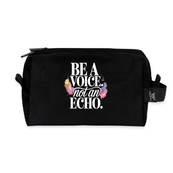 Be a Voice – Encouragement Saying in Retro Style - Recycled Toiletry Zip Bag - black - Front